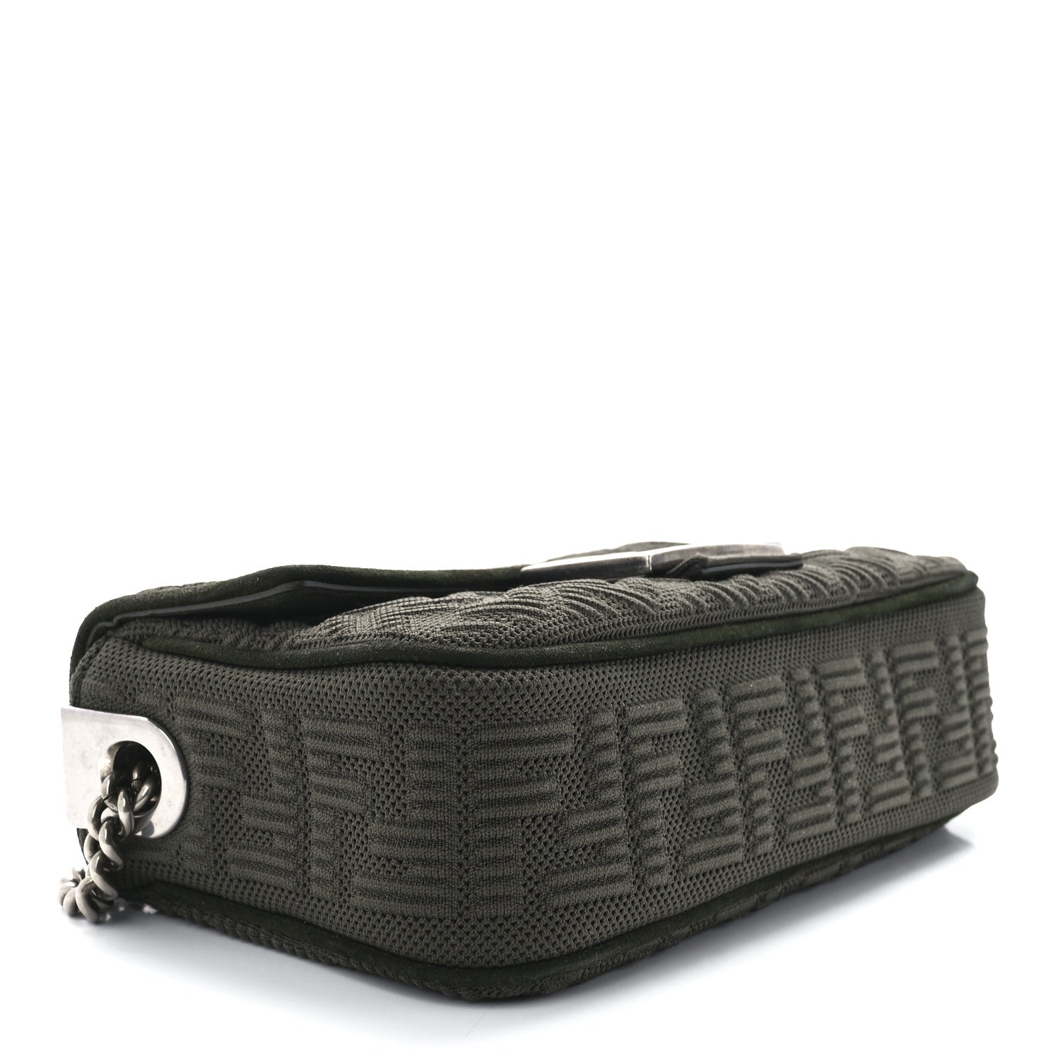 Fendi Technical Fabric FF Midi Chain Baguette Oliva 4 of 11