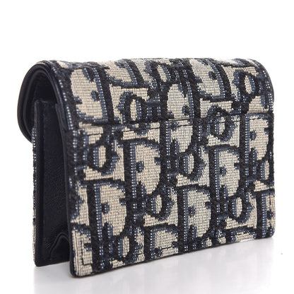 Christian Dior Oblique Saddle Card Holder Blue 3 of 8