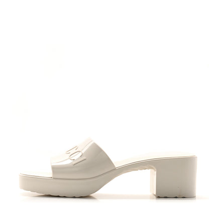 Gucci Rubber Gucci Logo Womens Platform 20/60mm Slide Sandals 42 Mystic White 1 of 9