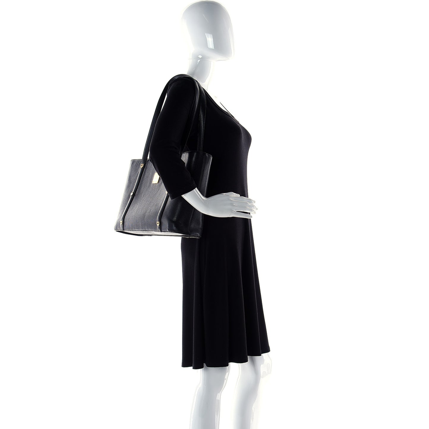 Calfskin Studded Tote Black
