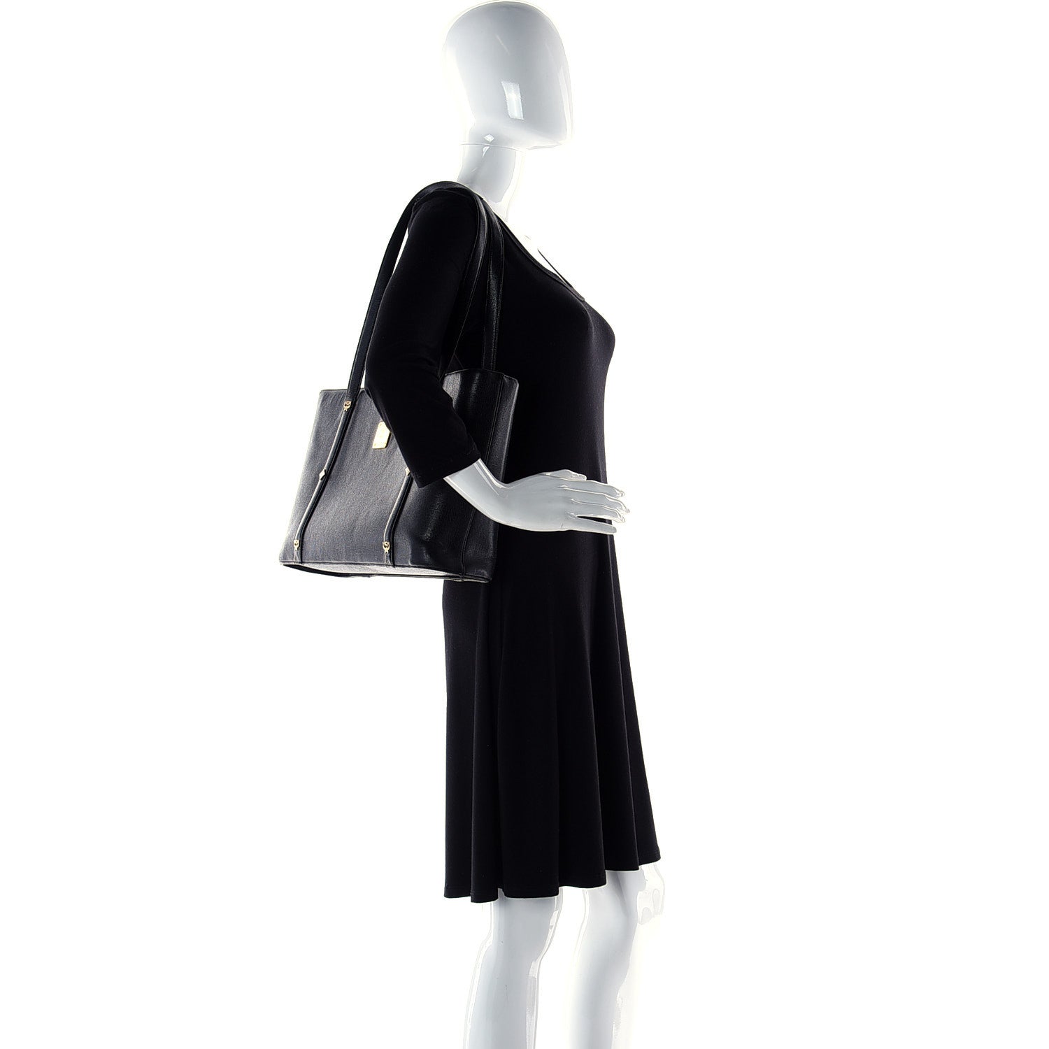 MCM Calfskin Studded Tote Black 2 of 14