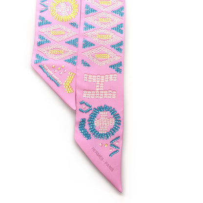 Hermes Silk Kelly En Perles Twilly Rose Bonbon Canard 2 of 3