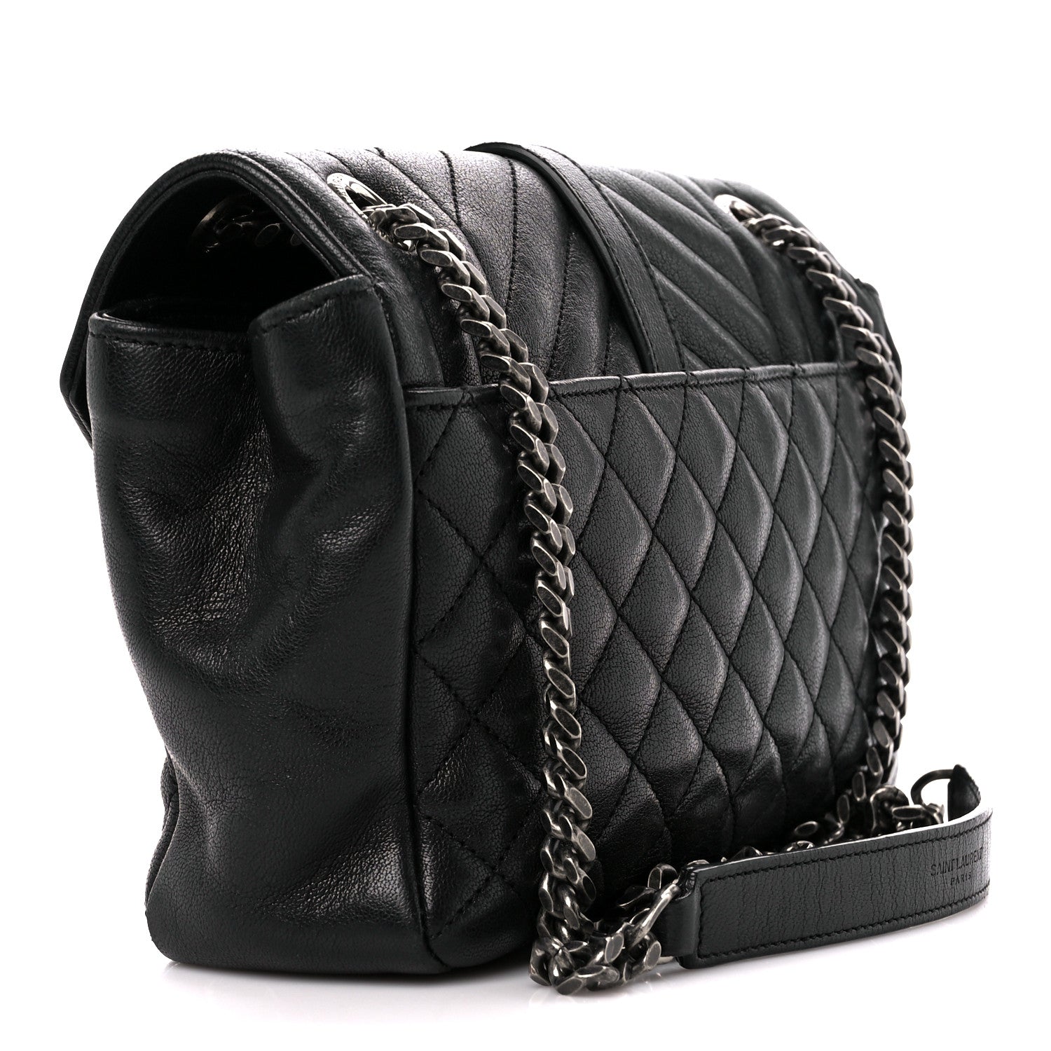 Saint Laurent Sheepskin Tri-Quilt Monogram Medium College Bag Black Black 3 of 12
