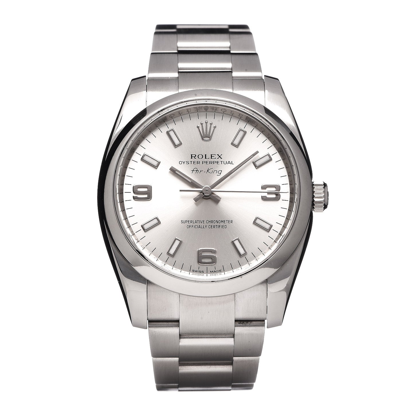 Stainless Steel 34mm Oyster Perpetual Air-King Watch Silver 114200