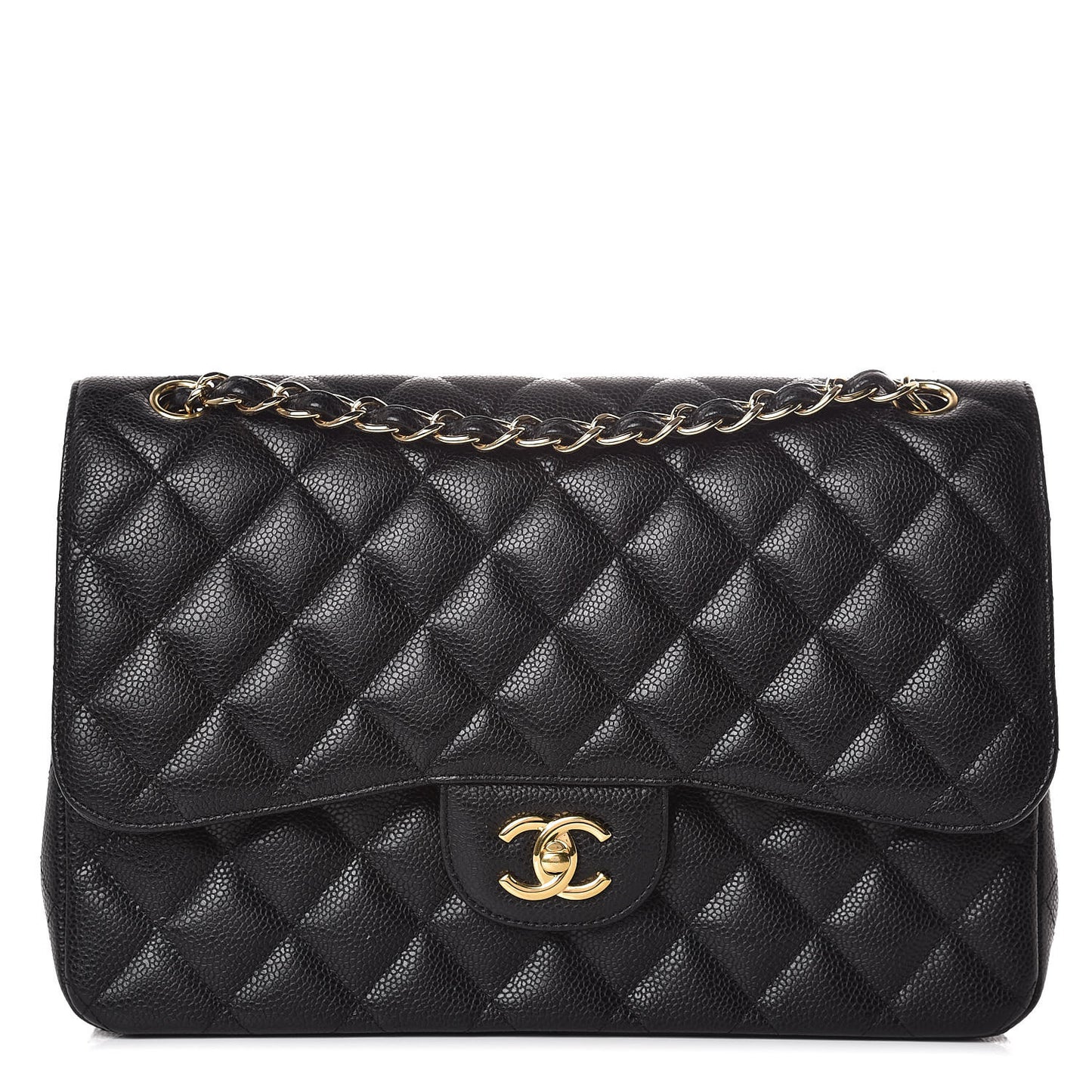 Caviar Quilted Jumbo Double Flap Black