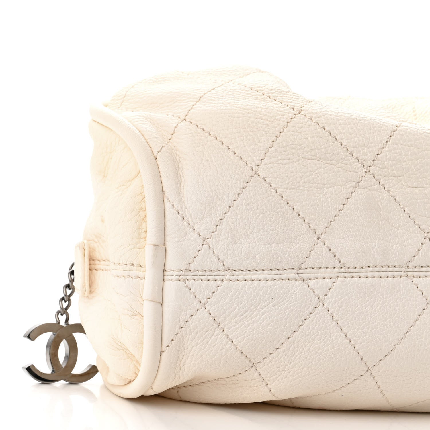 Chanel Deerskin Stitched Bowler White0 9 of 11