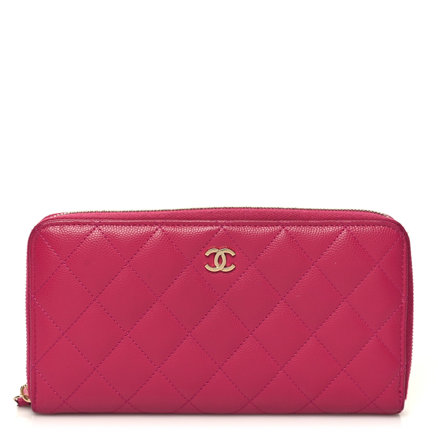 Caviar Quilted Large Gusset Zip Around Wallet Pink