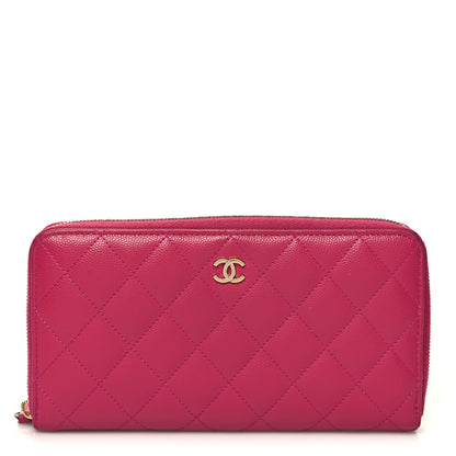 Chanel Caviar Quilted Large Gusset Zip Around Wallet Pink 1 of 9