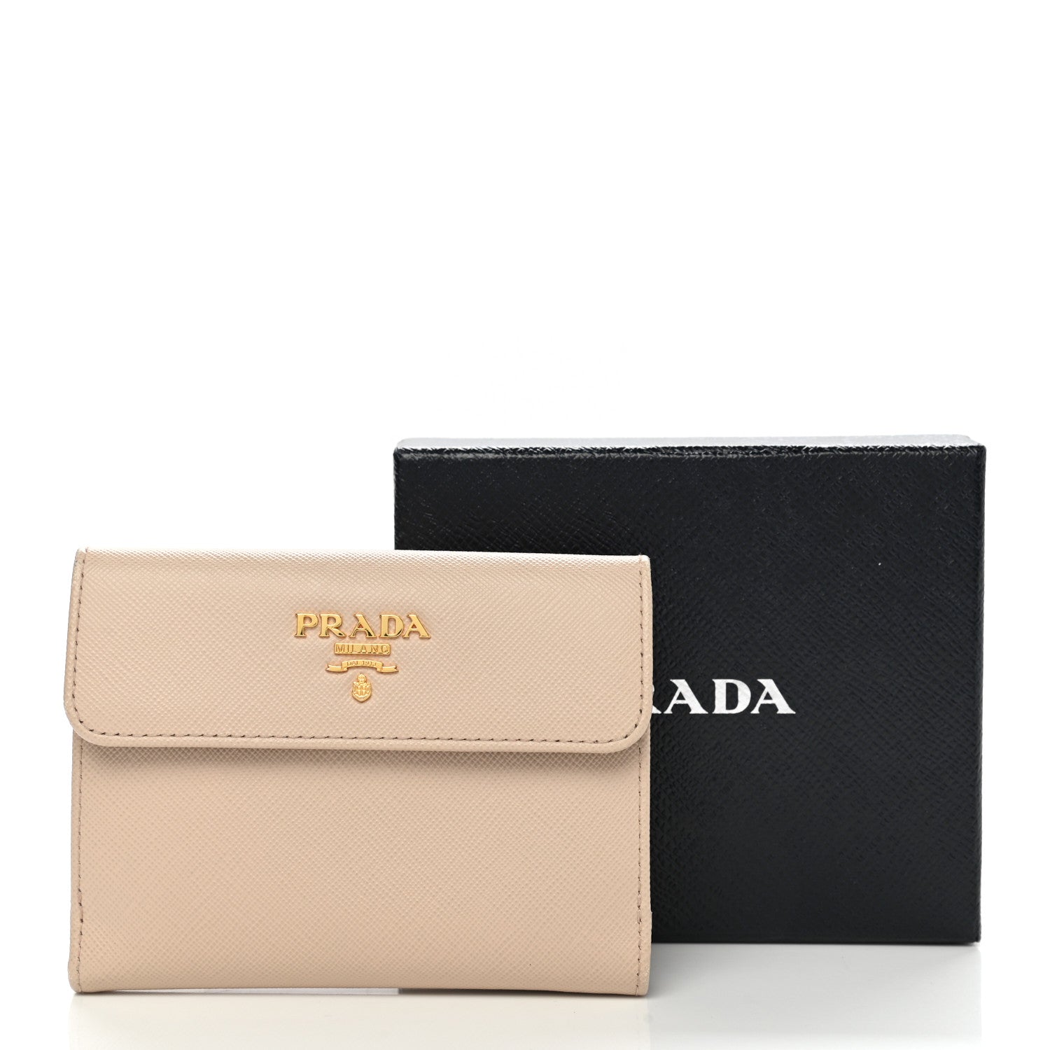 Prada Saffiano Compact Flap Wallet Cammeo 12 of 12
