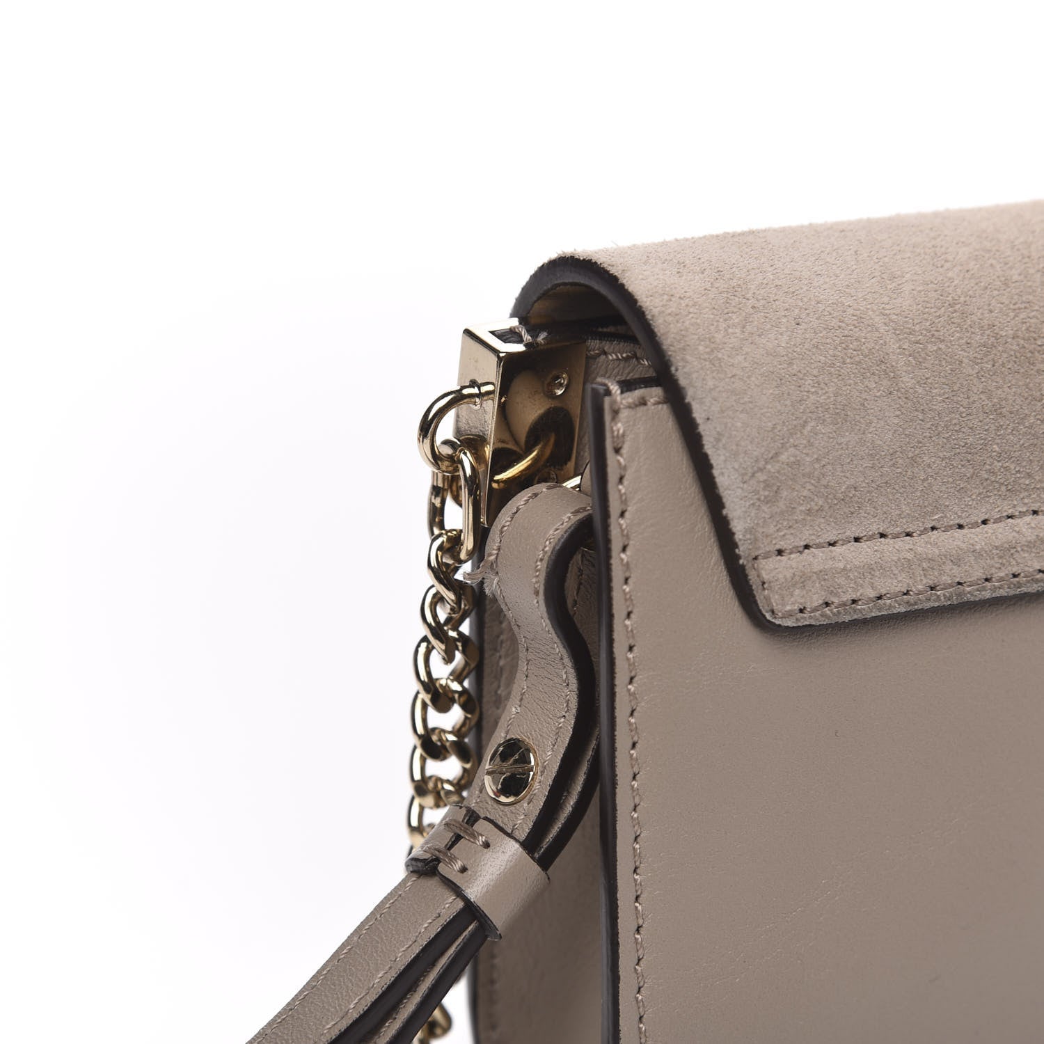 Chloe Suede Calfskin Mini Faye Shoulder Bag Motty Grey 10 of 10