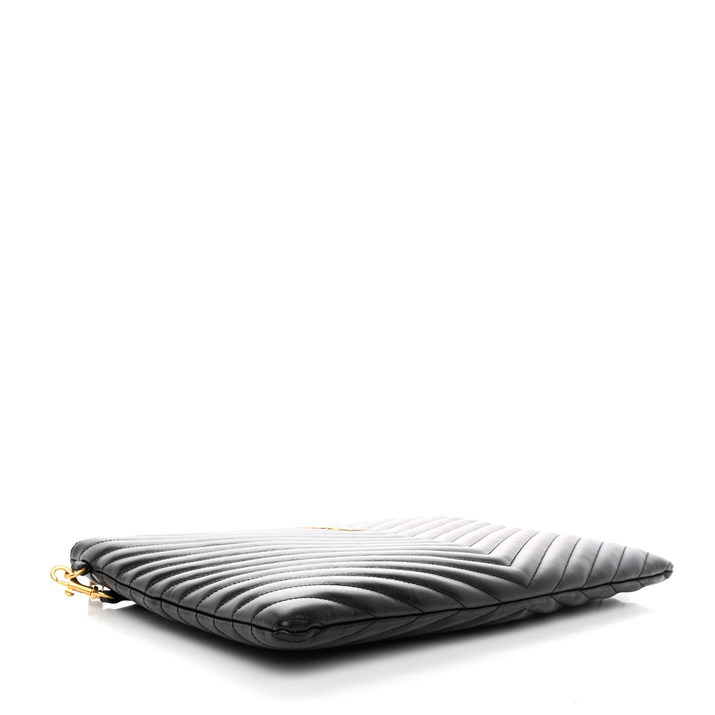 Calfskin Matelasse Chevron Monogram Document Holder Black
