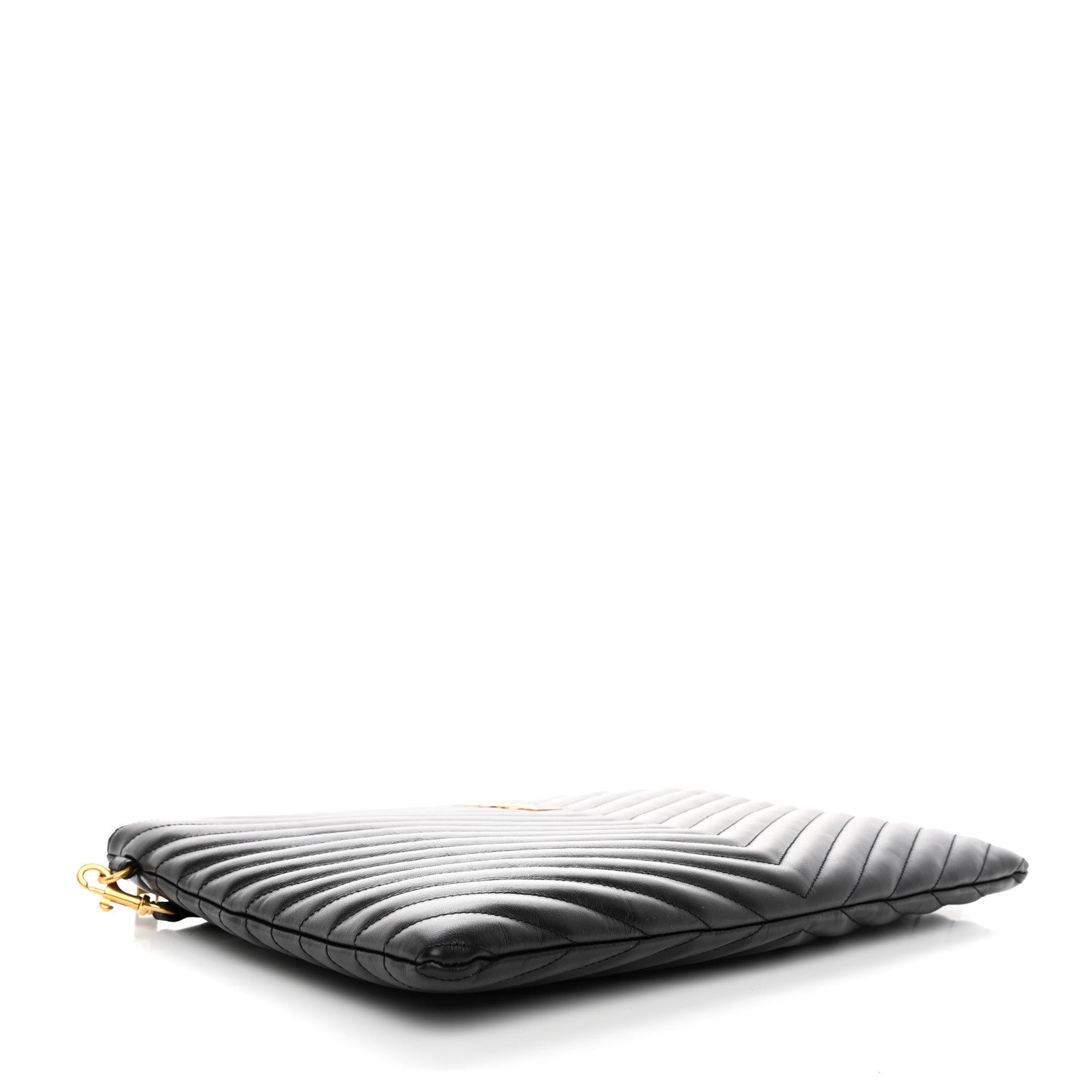 Saint Laurent Calfskin Matelasse Chevron Monogram Document Holder Black 4 of 9