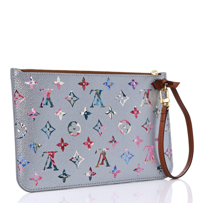 Louis Vuitton Metallic Monogram LV Garden Neverfull MM GM Pochette Silver 3 of 9