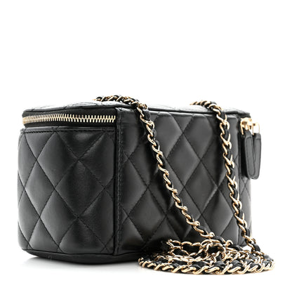 Chanel Lambskin Quilted Small Vanity Case With Chain Black 3 of 11