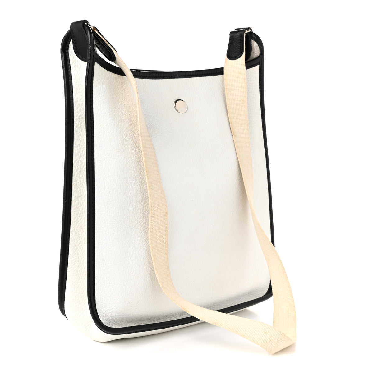 Hermes Taurillon Clemence Vespa PM White Black 3 of 10