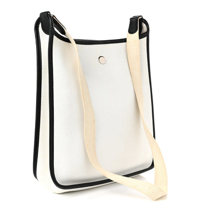 Hermes Taurillon Clemence Vespa PM White Black 3 of 10