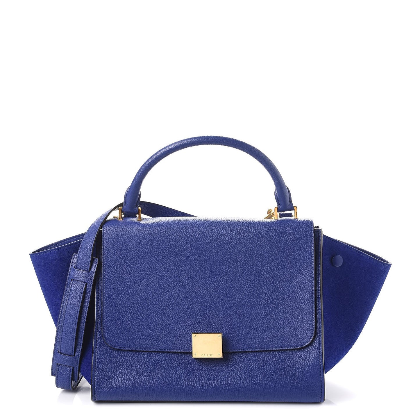 Drummed Calfskin Suede Small Trapeze Indigo