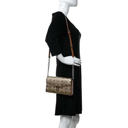 MCM Metallic Visetos Medium Millie Crossbody Bag Berlin Gold 2 of 9