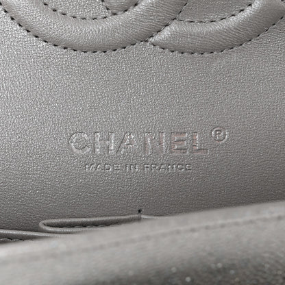 Chanel Glittered Metallic Caviar Quilted Medium Double Flap Silver 6 of 11