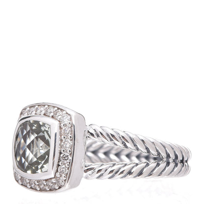David Yurman Sterling Silver Diamond Prasiolite 7mm Petite Albion Ring 53 6 3 of 5
