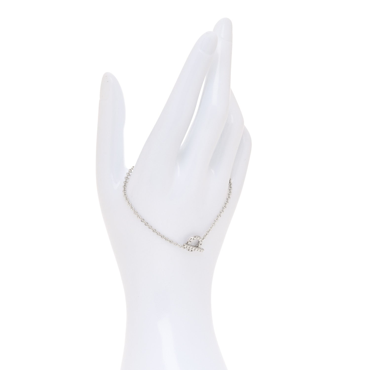 Hermes 18K White Gold Diamond Finesse Bracelet LG 2 of 6