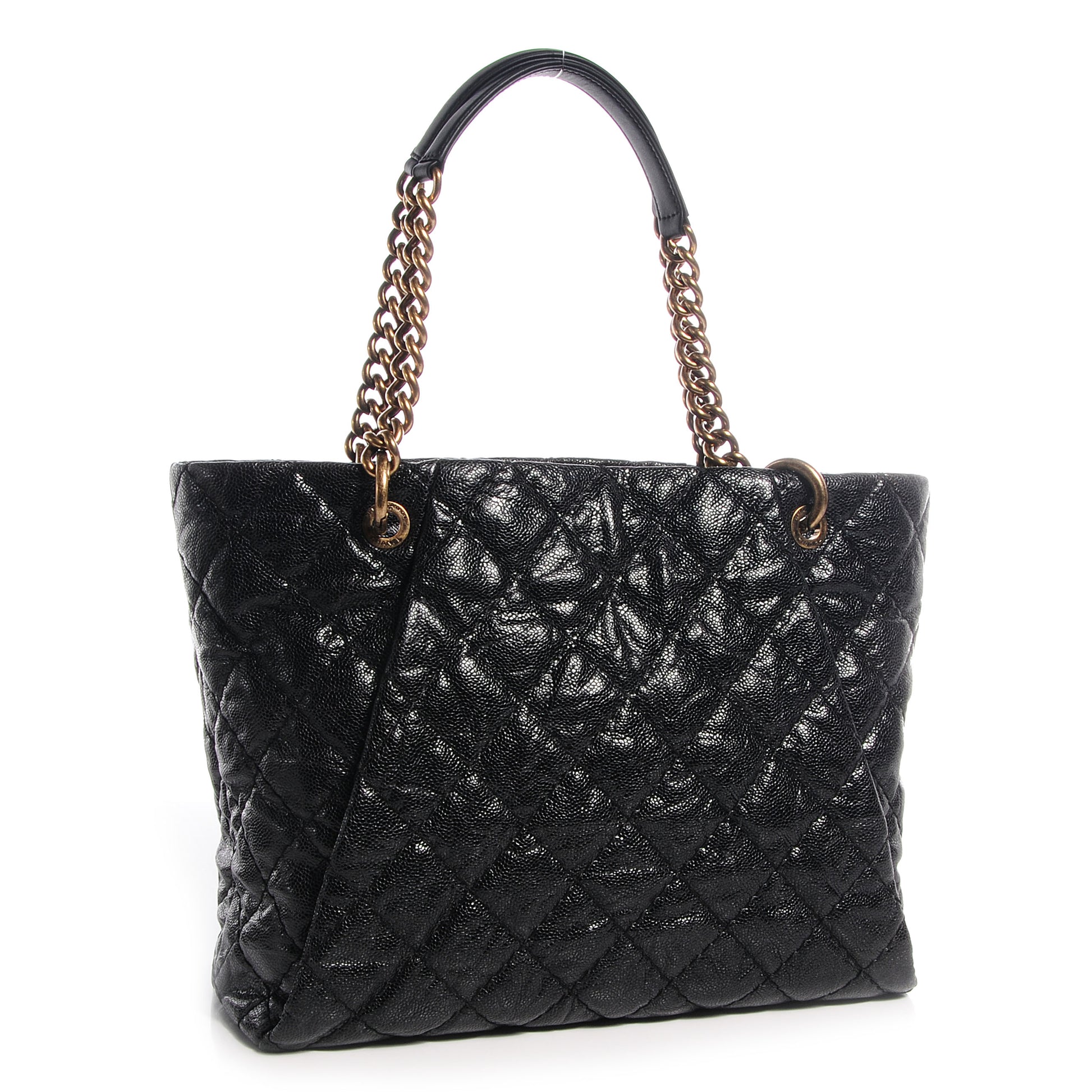 Chanel Glazed Caviar Large Coco Pleats Tote Black 3 of 8
