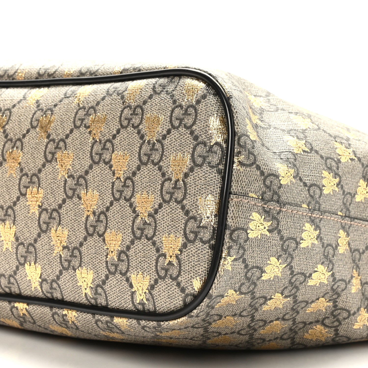 Gucci Soft GG Supreme Monogram Bees Small Crossbody Tote Beige Oro Black 9 of 10