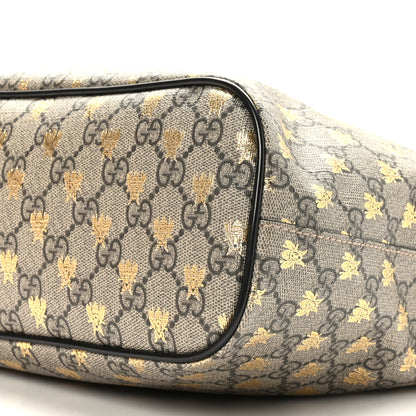 Gucci Soft GG Supreme Monogram Bees Small Crossbody Tote Beige Oro Black 9 of 10
