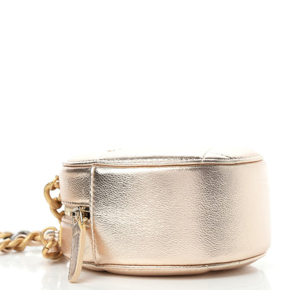 Chanel Metallic Lambskin Quilted Chanel 19 Round Clutch With Chain Gold 4 of 10