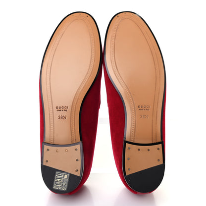 Gucci Velvet Horsebit Womens Jordaan Loafers 38.5 Hibiscus Red 4 of 7