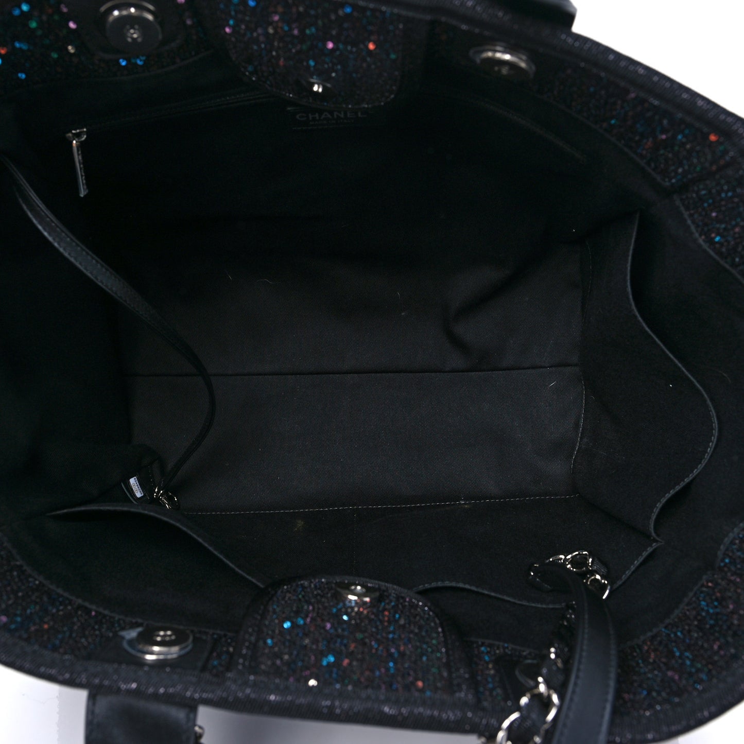 Viscose Sequins Medium Deauville Tote Black