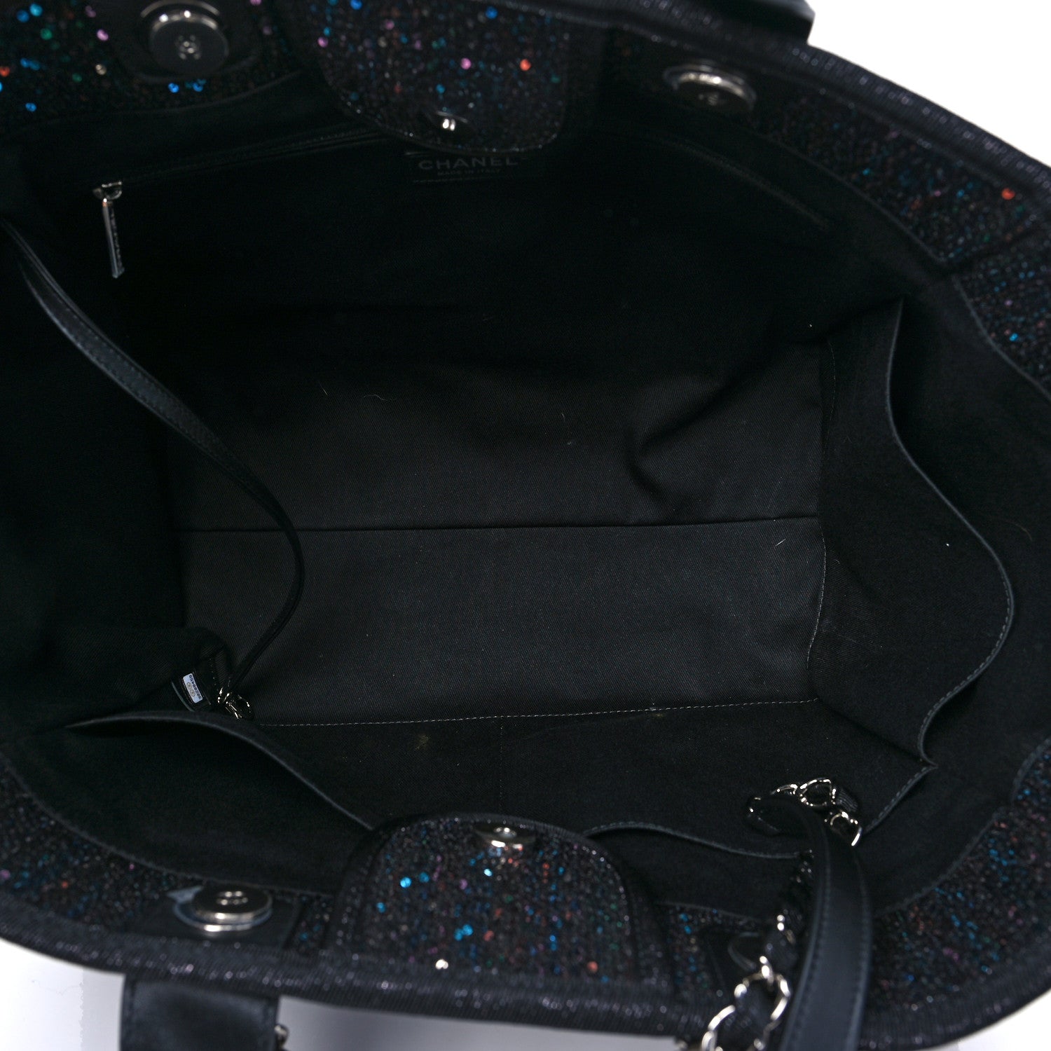 Chanel Viscose Sequins Medium Deauville Tote Black 5 of 9