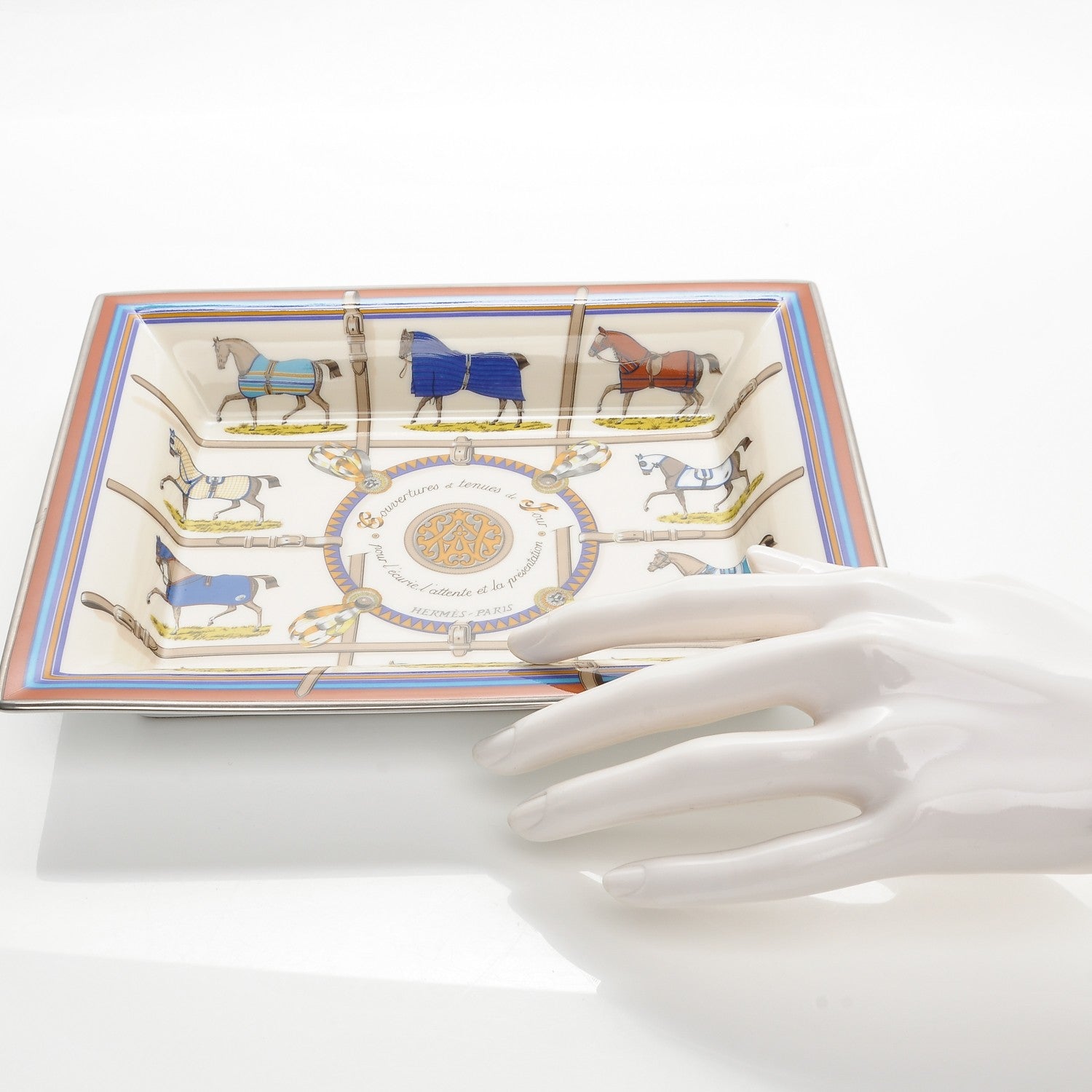 Hermes Porcelain Couvertures Et Tenues De Jour Change Tray 2 of 4