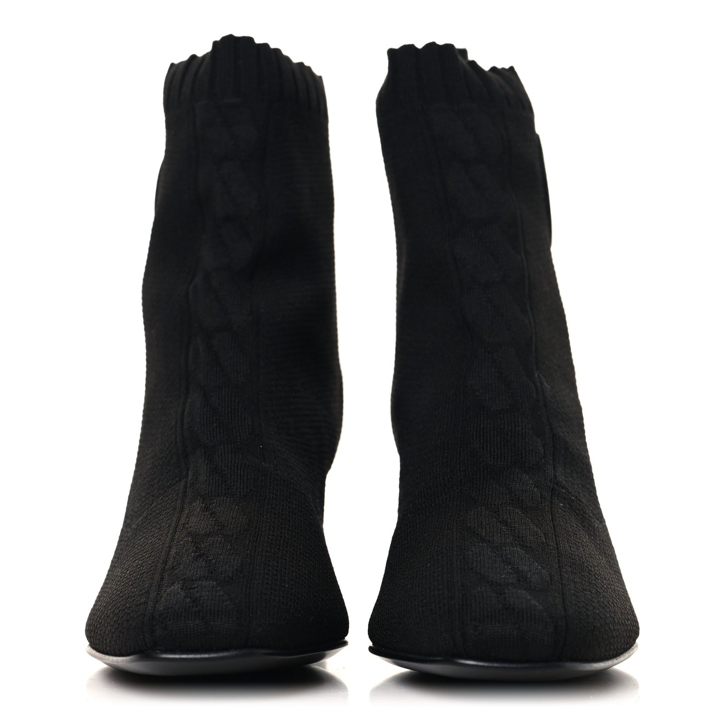 Knit Calfskin Jenna 60 Ankle Boots 36 Black