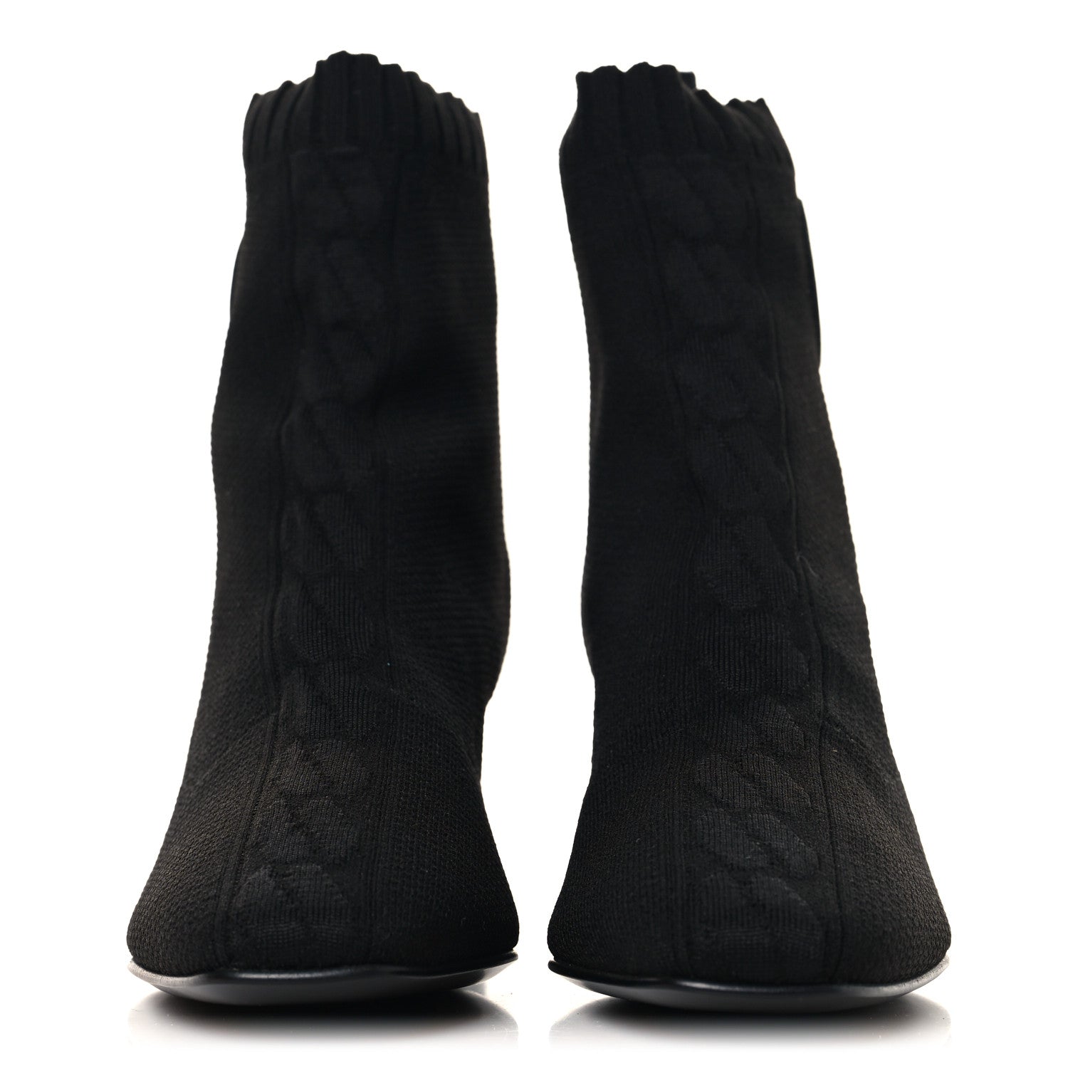 Hermes Knit Calfskin Jenna 60 Ankle Boots 36 Black 2 of 7