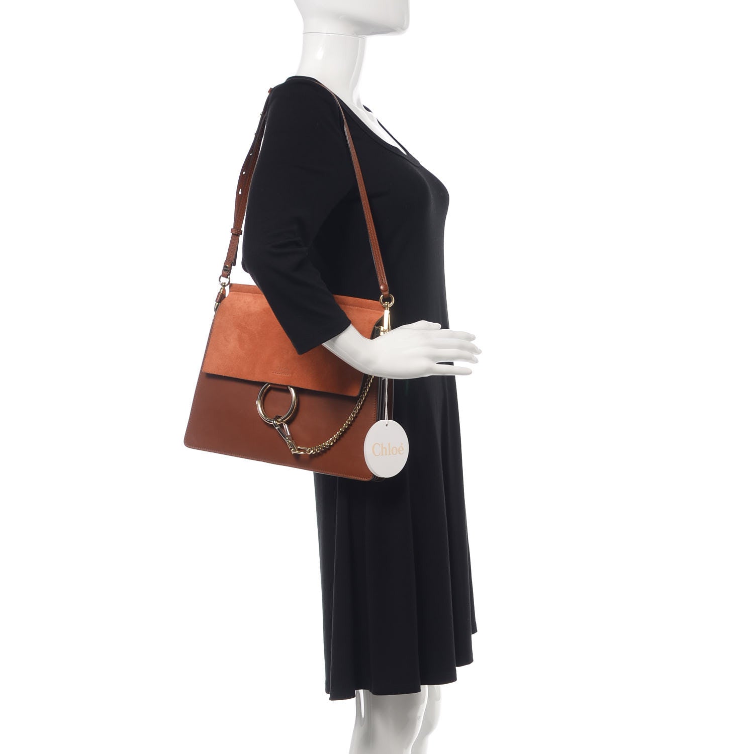 Chloe Suede Calfskin Medium Faye Shoulder Bag Tobacco 2 of 11