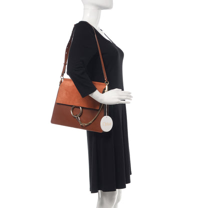 Chloe Suede Calfskin Medium Faye Shoulder Bag Tobacco 2 of 11