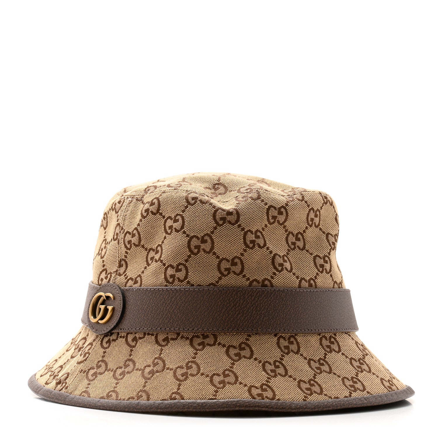Gucci Monogram Textured Dollar Calfskin GG Jago Bucket Hat L Cacao Beige 1 of 9