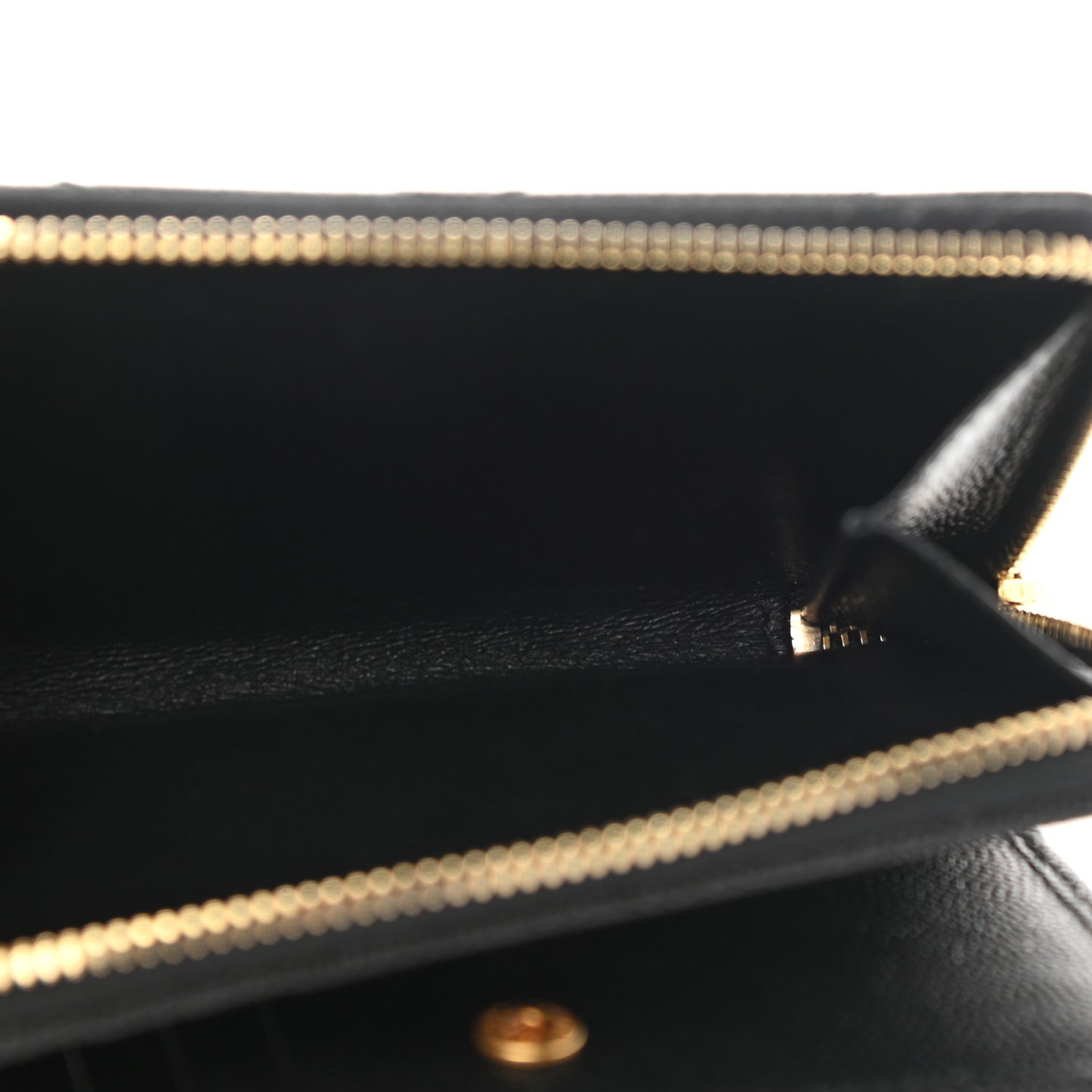 Grain De Poudre Matelasse Chevron Monogram Compact Zip Around Wallet Black