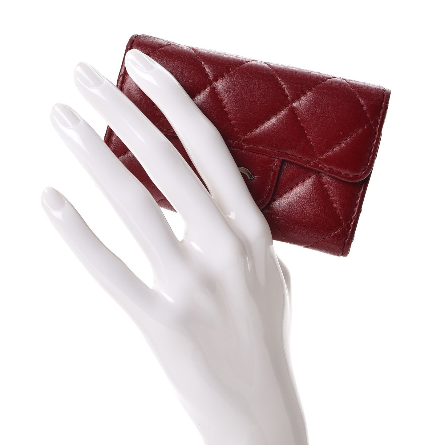 Lambskin Quilted 6 Key Holder Red