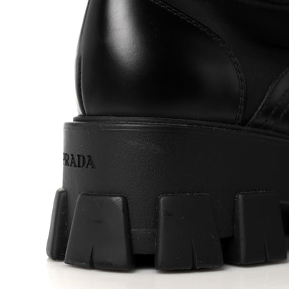 Prada Spazzolato Rois Nylon Metal Triangle Logo Monolith Pouch Pocket 55mm Boots 39 Black 8 of 9