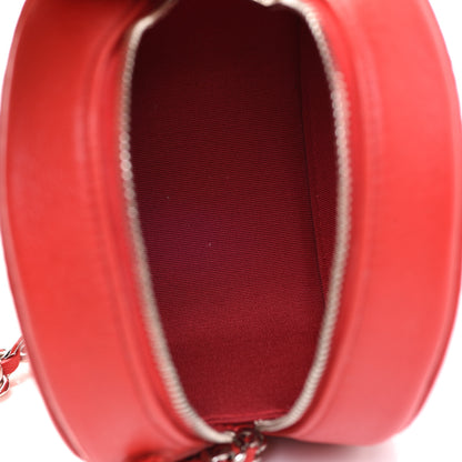 Chanel Lambskin Camellia Quilted Round Clutch With Chain Red 5 of 11