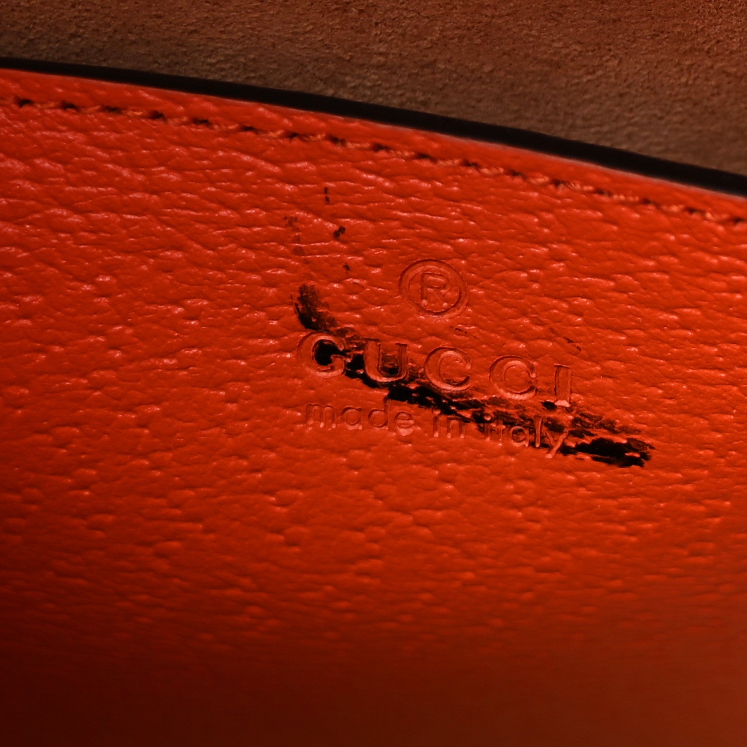 Gucci Textured Dollar Calfskin Web Small Diana Tote Bag Deep Orange Spicy Cyclamin 6 of 9