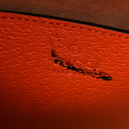 Gucci Textured Dollar Calfskin Web Small Diana Tote Bag Deep Orange Spicy Cyclamin 6 of 9