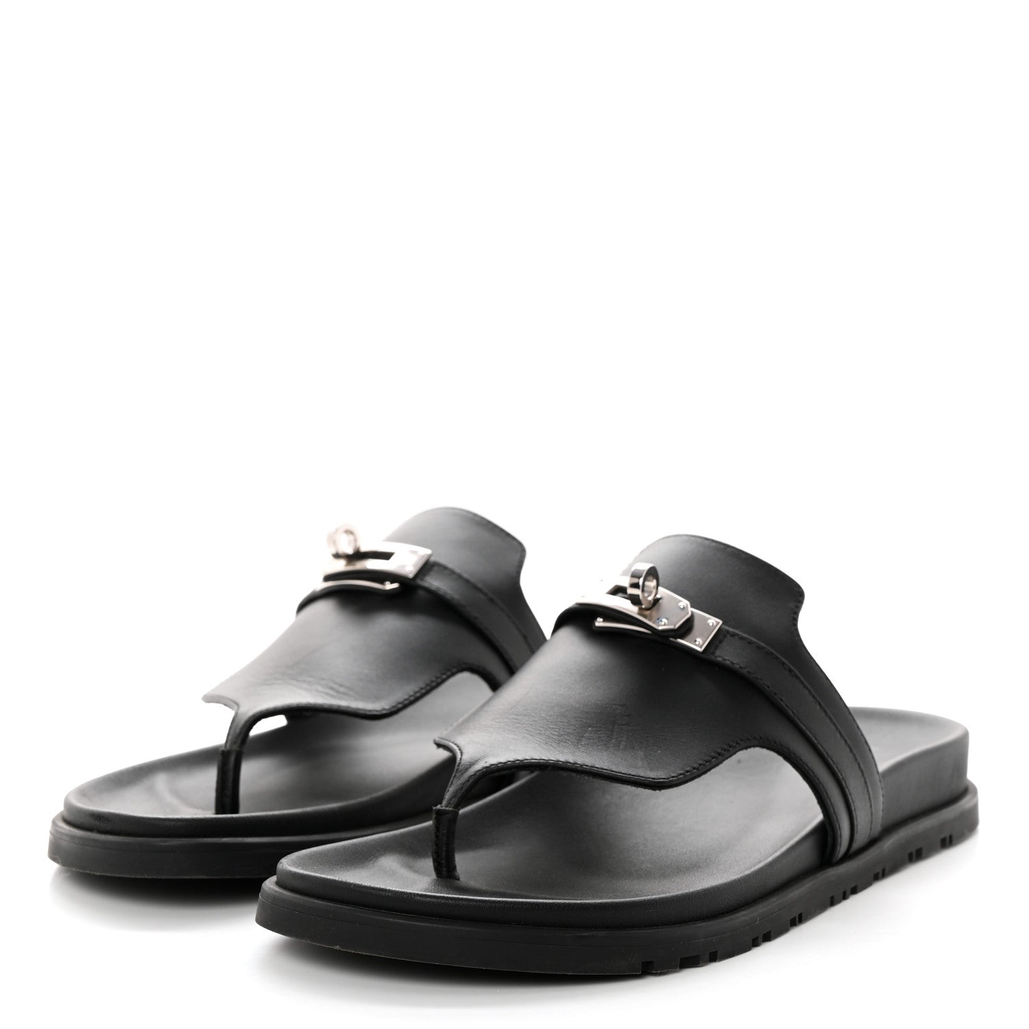 Hermes Calfskin Womens Empire Sandals 38 Black 3 of 9
