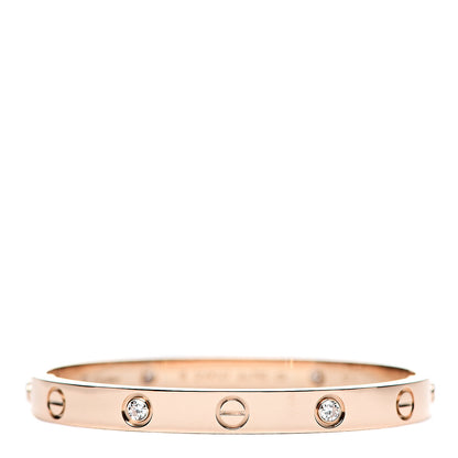 Cartier 18K Pink Gold 4 Diamond LOVE Bracelet 16 1 of 7