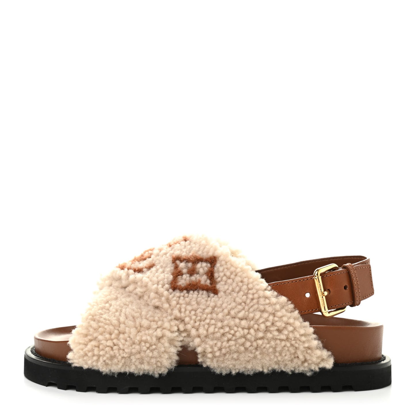 Shearling Paseo Sandals 38 Brown
