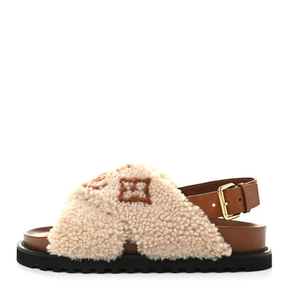 Louis Vuitton Shearling Paseo Sandals 38 Brown 1 of 11