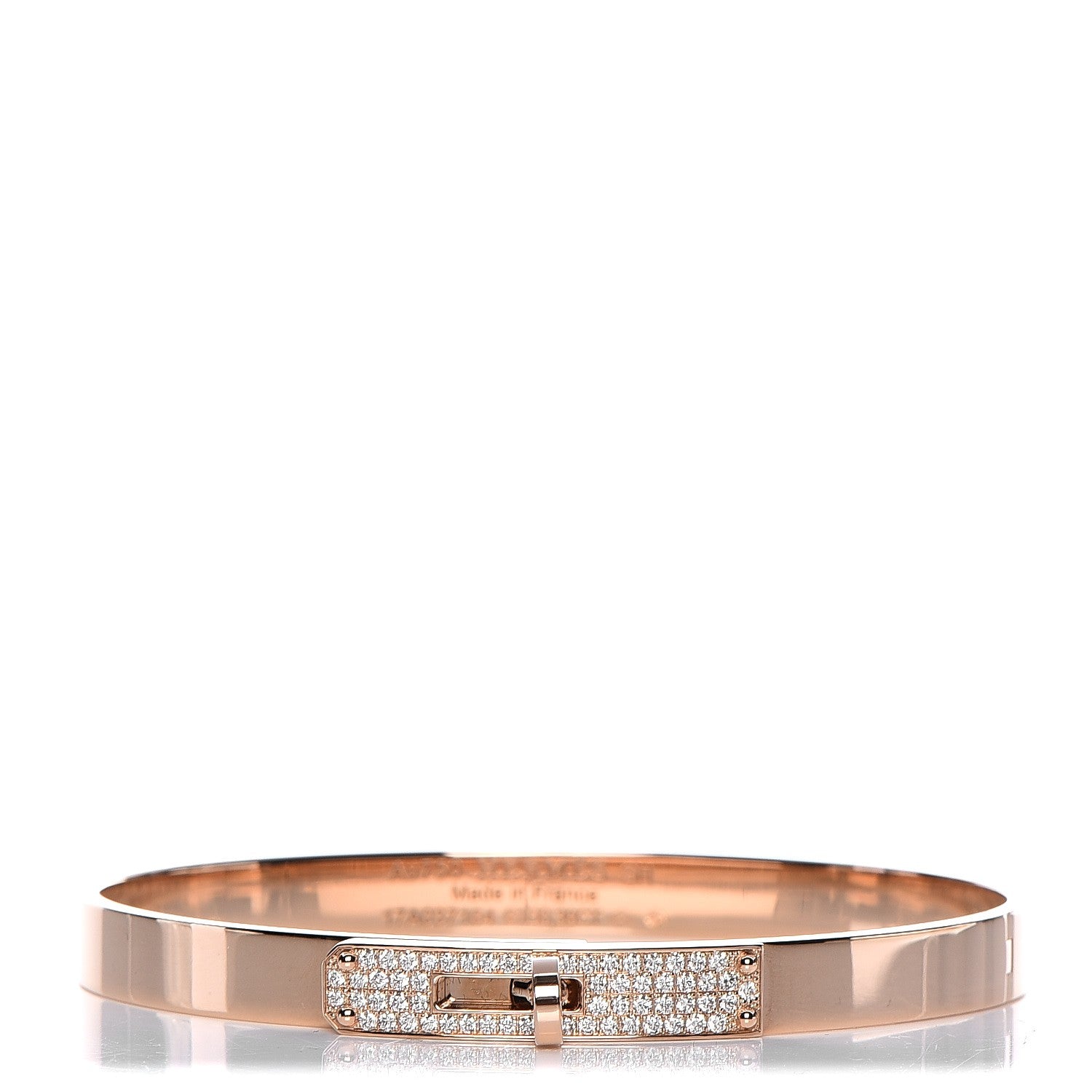Hermes 18K Rose Gold Diamond Kelly PM Bangle Small 1 of 7
