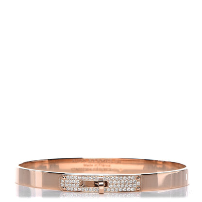 Hermes 18K Rose Gold Diamond Kelly PM Bangle Small 1 of 7